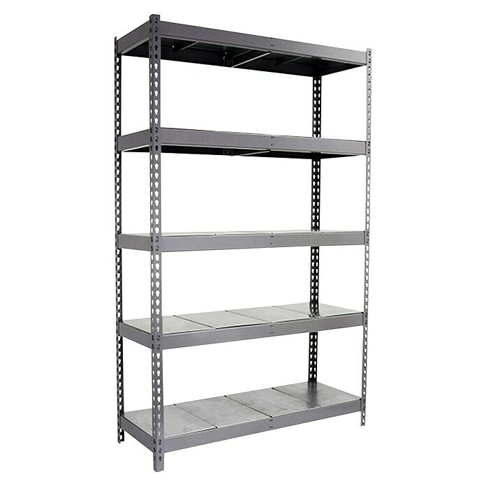 Simonrack Simontaller Schwerlastregal Ecoforte Metall (H x B x T: 200 x 120 x 45 cm, Traglast pro Boden: 400 kg, Anzahl Böden: 5 Stk., Stecken, Silber) | BAUHAUS