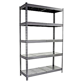 Simonrack Simontaller Schwerlastregal Ecoforte Metall (H x B x T: 200 x 120 x 45 cm, Traglast pro Boden: 400 kg, Anzahl Böden: 5 Stk., Stecken, Silber)