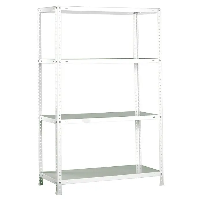 Simonrack Simonclassic Metallregal Advantage Mini - H x B x T: 150 x 80 x 30 cm, Traglast pro Boden: 75 kg, Anzahl Böden: 4 Stk., Schrauben, Weiß - Ein weißes Metallregal mit vier Regalböden für Lagerung und Organisation im Haushalt oder Büro. Das Regal ist stabil und leicht aufzubauen.