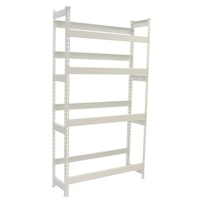 Simonrack Simonbottle Getränkekistenregal Bottleclick - H x B x T: 200 x 100 x 30 cm, Traglast Einlegeboden: 100 kg, Anzahl Böden: 4 Stk., Stecken, Weiß - Weißes Metallregal mit mehreren Ebenen für Lagerung und Organisation.