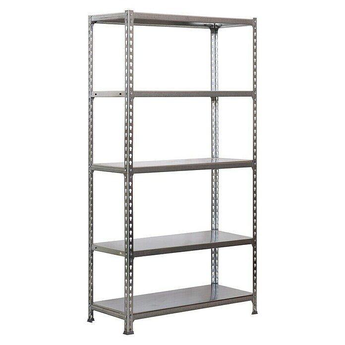 Simonrack Simonclick Metallregal Simonclick Plus (H x B x T: 200 x 100 x 30 cm, Traglast pro Boden: 180 kg, Anzahl Böden: 5 Stk., Stecken, Grau/Grau) | BAUHAUS