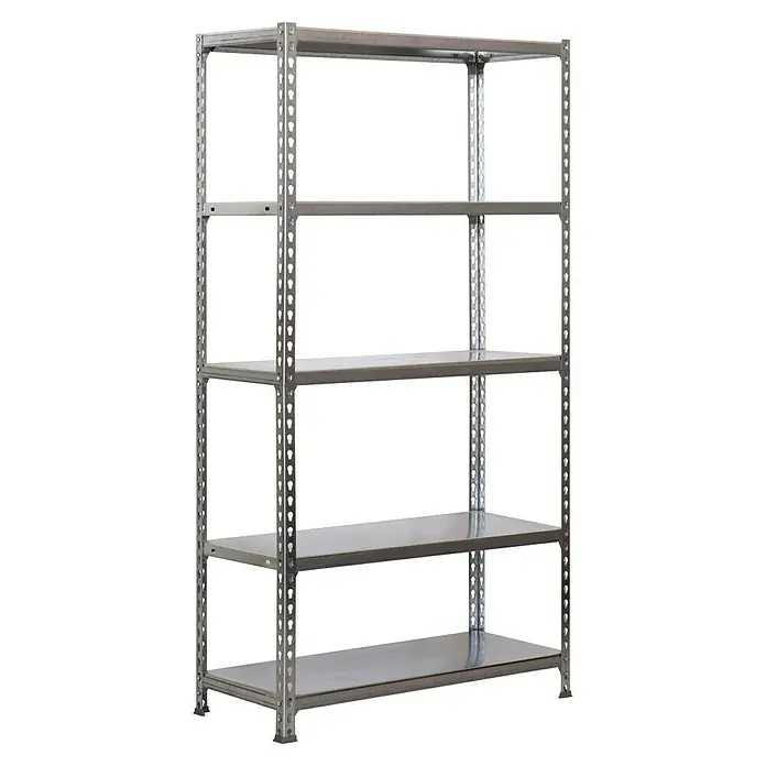 Simonrack Simonclick Metallregal Simonclick Plus - H x B x T: 200 x 100 x 30 cm, Traglast pro Boden: 180 kg, Anzahl Böden: 5 Stk., Stecken, Grau/Grau - Silbernes Metallregal mit fünf Regalböden. Das Regal eignet sich ideal für Lagerung und Organisation.