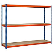 Simonrack Simontaller Metallregal Ecoforte Chipboard (H x B x T: 150 x 150 x 60 cm, Traglast pro Boden: 400 kg, Anzahl Böden: 3 Stk., Stecken, Blau/Orange) | BAUHAUS