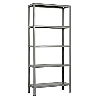 Simonrack Simonhome Metallregal Click Metall Mini (H x B x T: 180 x 80 x 30 cm, Traglast pro Boden: 150 kg, Anzahl Böden: 5 Stk., Stecken, Grau/Grau)