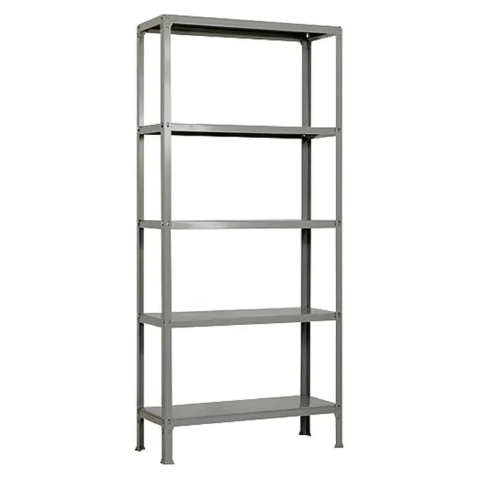 Simonrack Simonhome Metallregal Click Metall Mini - H x B x T: 180 x 80 x 36 cm, Traglast pro Boden: 150 kg, Anzahl Böden: 5 Stk., Stecken, Grau/Grau - Silbernes Regal mit vier Ablagen. Ideal zur Aufbewahrung von Gegenständen in Büro, Lager oder Werkstatt. Robuste und langlebige Konstruktion.