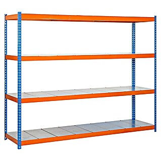 Simonrack Ecoforte Estantería metálica Metal (Al x An x Pr: 200 x 150 x 60 cm, Capacidad de carga por balda: 400 kg, Número de baldas: 4 ud., Inserción, Azul/Naranja)