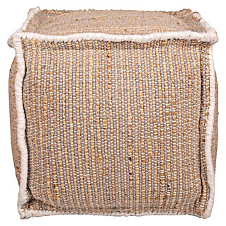 Hocker Pouf (40 x 40 x 40 cm, Dunkles Taupe, 50 % Jute, 35 % Polyester, 15 % Baumwolle)