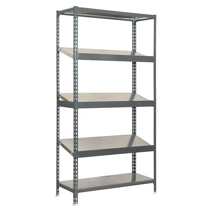 Simonrack Simonclick Metallregal Simonexpo - H x B x T: 200 x 100 x 40 cm, Traglast pro Boden: 200 kg, Anzahl Böden: 5 Stk., Stecken, Grau/Grau - Graues Metallregal mit fünf Regalböden. Ideal für Lagerung und Organisation in Garage, Keller oder Werkstatt.