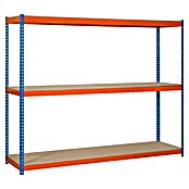 Simonrack Simontaller Metallregal Ecoforte Chipboard (H x B x T: 200 x 120 x 60 cm, Traglast pro Boden: 400 kg, Anzahl Böden: 3 Stk., Stecken, Blau/Orange) | BAUHAUS