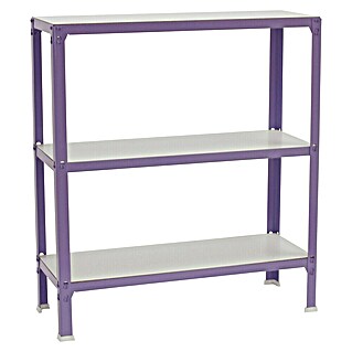 Simonrack Simonhome Metallregal Click Wood Plus (H x B x T: 90 x 100 x 30 cm, Traglast pro Boden: 150 kg, Anzahl Böden: 3 Stk., Stecken, Violett/Weiß)