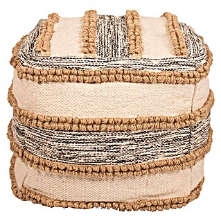 Hocker Pouf Streifen (40 x 40 x 40 cm, Natur, 45 % Baumwolle, 33 % Jute, 22 % Polyester)