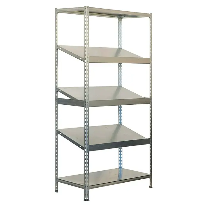 Simonrack Simonclick Metallregal Simonexpo - H x B x T: 200 x 100 x 40 cm, Traglast pro Boden: 200 kg, Anzahl Böden: 5 Stk., Stecken, Silber/Silber - Metallregal mit fünf Ablagen für Lagerung. Robustes und praktisches Regal für Garage, Keller oder Werkstatt.