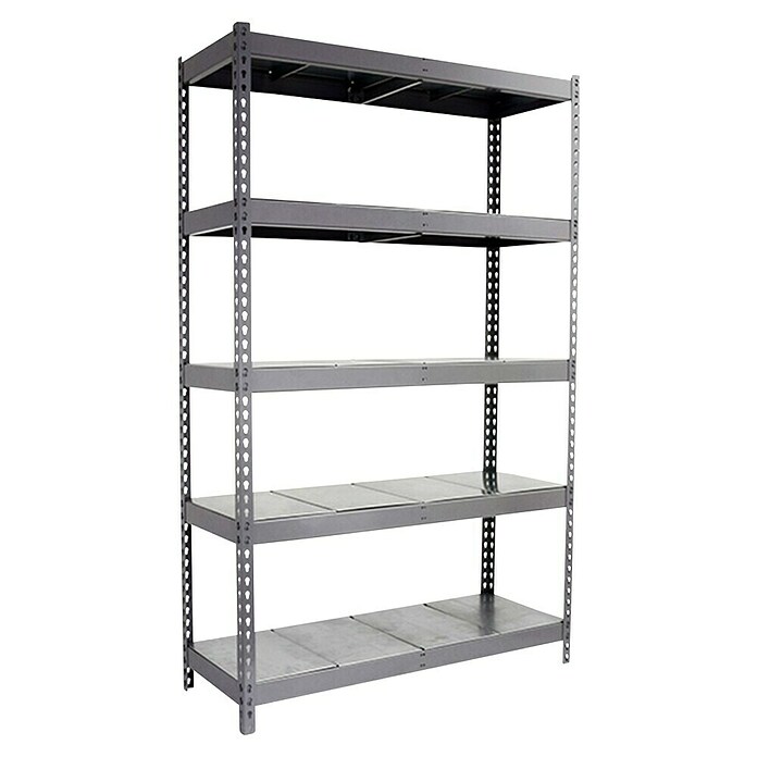 Simonrack Simontaller Metallregal Ecoforte Metall (H x B x T: 200 x 120 x 45 cm, Traglast pro Boden: 400 kg, Anzahl Böden: 5 Stk., Stecken, Grau) | BAUHAUS