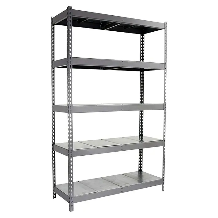Simonrack Ecoforte Metallregal Ecoforte Metall - H x B x T: 200 x 120 x 45 cm, Traglast pro Boden: 400 kg, Anzahl Böden: 5 Stk., Stecken, Grau - Graues Metallregal mit fünf Ebenen. Das robuste Regal bietet viel Stauraum für Garage, Keller oder Lagerraum.