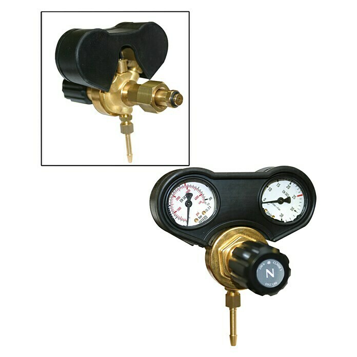 Gys DruckmindererGeeignet für: Schutzgasflaschen, Manometer (2 Stk.), Durchflussmenge: 30 l/min Front View