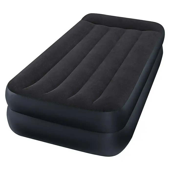 Intex Cama de aire Durabeam Standard - 191 x 99 x 42 cm, Equipamiento: Bomba de aire integrada, Con ranuras longitudinales - Colchón inflable negro, ideal para invitados o viajes de camping. El colchón es cómodo y fácil de transportar.