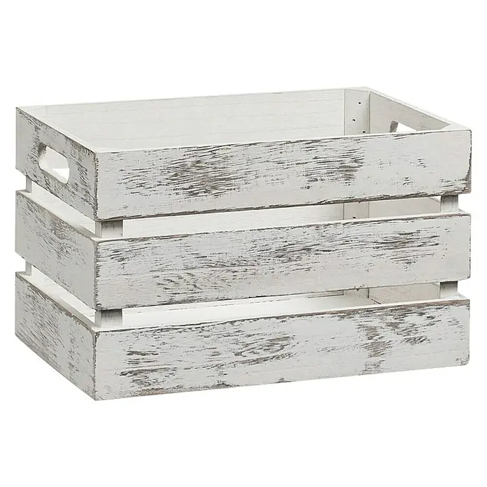 Zeller Present Holzkiste - L x B x H: 31 x 21 x 18,7 cm, Weiß - Weiß gestrichene Holzkiste mit rustikalem Charme, ideal für Aufbewahrung und Dekoration im Wohnbereich. Praktisch und stilvoll.