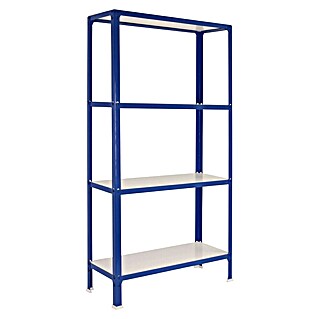 Simonrack Simonhome Metallregal Click Wood Plus (H x B x T: 160 x 100 x 30 cm, Traglast pro Boden: 150 kg, Anzahl Böden: 4 Stk., Stecken, Blau/Weiß)