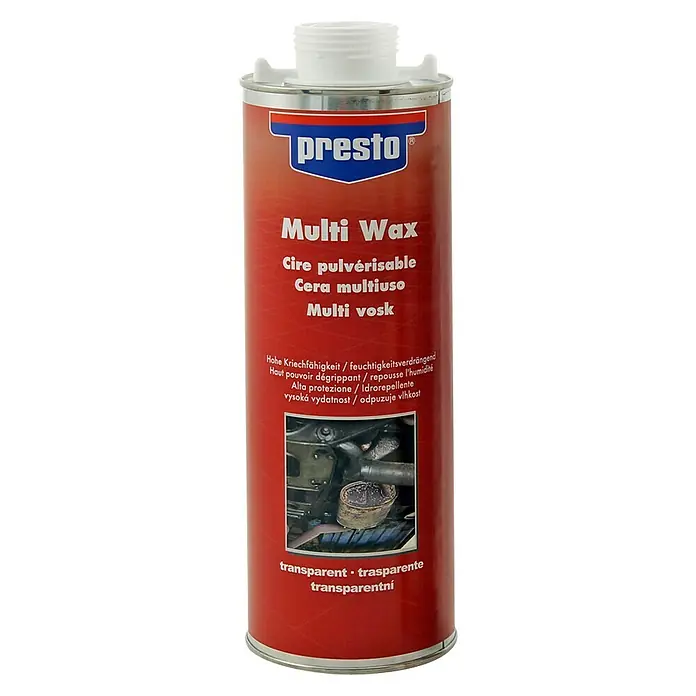 Presto Korrosionsschutzwachs - 1 l - Abbildung einer Dose Presto Multi Wax, einem transparenten Mehrzweckwachs für verschiedene Anwendungen.