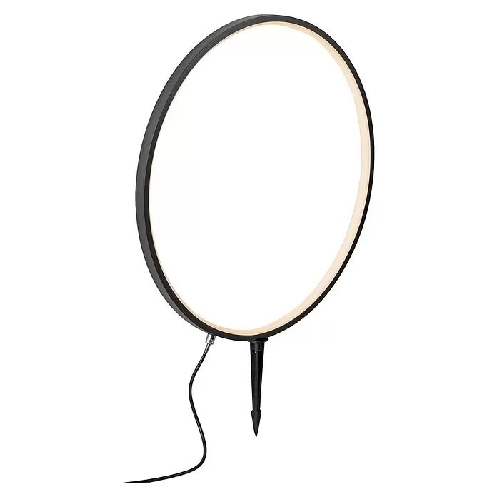 Just Light LED-Erdspießleuchte Zirkulu - 4,7 W, 50 cm, Schwarz, 1 Stk. - Runde LED-Leuchte mit schwarzem Rahmen, leuchtender Innenkante, Kabel und Erdspieß.