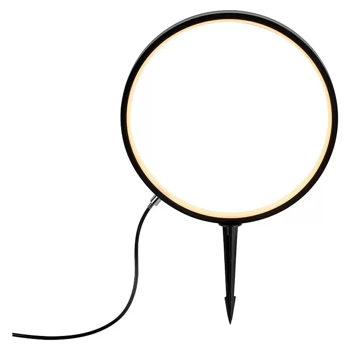 Just Light LED-Erdspießleuchte Zirkulu - 3 W, 32 cm, Schwarz, 1 Stk. - Schwarze runde LED-Gartenleuchte mit warmweißem Licht und Erdspieß, mit Kabel.