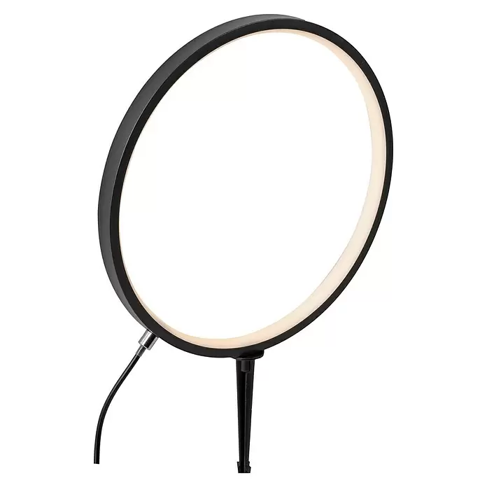 Just Light LED-Erdspießleuchte Zirkulu - 3 W, 32 cm, Schwarz, 1 Stk. - Schwarze runde LED-Leuchte mit warmem Licht, Kabel und Erdspieß.