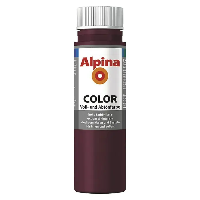 Alpina Vollton- & Abtönfarbe Color - Berry Red, Matt, 750 ml, Lösemittelfrei - Alpina Color Voll- und Abtönfarbe: Eine hochpigmentierte Farbe für Innen und Außen, ideal zum Malen und Basteln.
