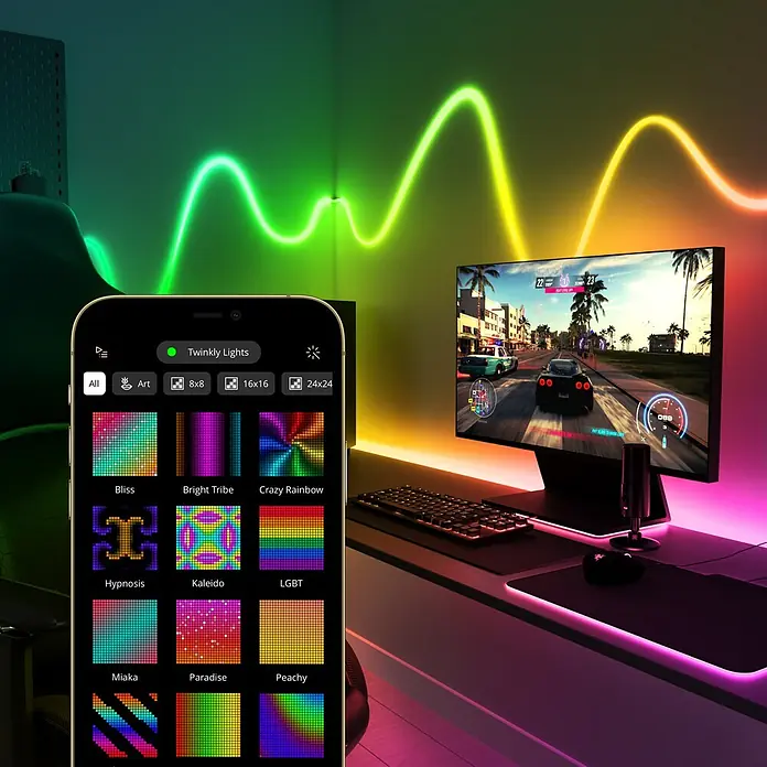 Twinkly LED-Lichtschlauch Flex - Länge: 2 m, Lichtfarbe: RGB, 15 W - Intelligente Twinkly-Lichter-App zur Steuerung von LED-Leuchten für eine einzigartige Atmosphäre in Ihrem Zuhause.