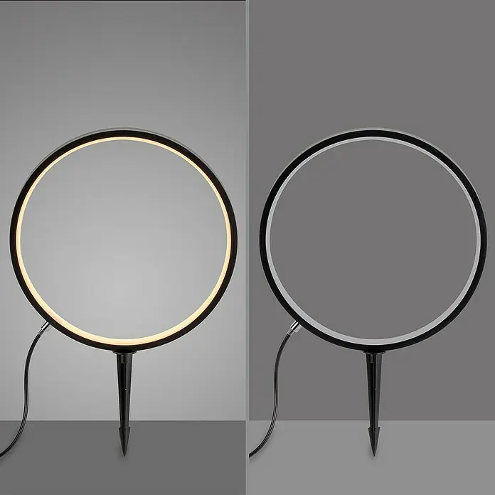 Just Light LED-Erdspießleuchte Zirkulu - 3 W, 32 cm, Schwarz, 1 Stk. - Runde LED-Gartenleuchte mit Erdspieß. Die Leuchte ist schwarz und hat ein warmweißes Licht.