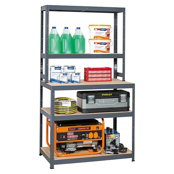Regalux Stopničasti regal R 200 Multi  (V x Š x G: 180 x 100 x 60 cm, Število polic: 5 kos, Priklop, Sive barve) | 1230 - Metallregale | AAFA - Regale | AAF - Regalsysteme | AA - Eisenwaren | A - Eisenwaren | BAUHAUS