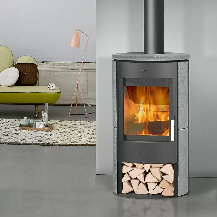 Fireplace Kaminofen Zaria - 6,6 kW, Raumheizvermögen: 108 m³, Material Verkleidung: Speckstein, Schwarz