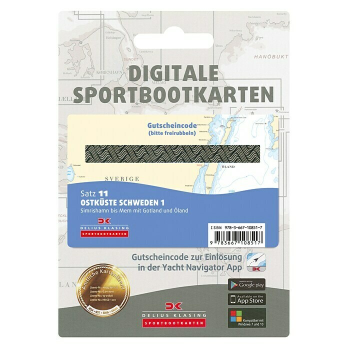 Digitale Sportbootkarte: Satz 11 - Ostküste Schweden 1 Front View