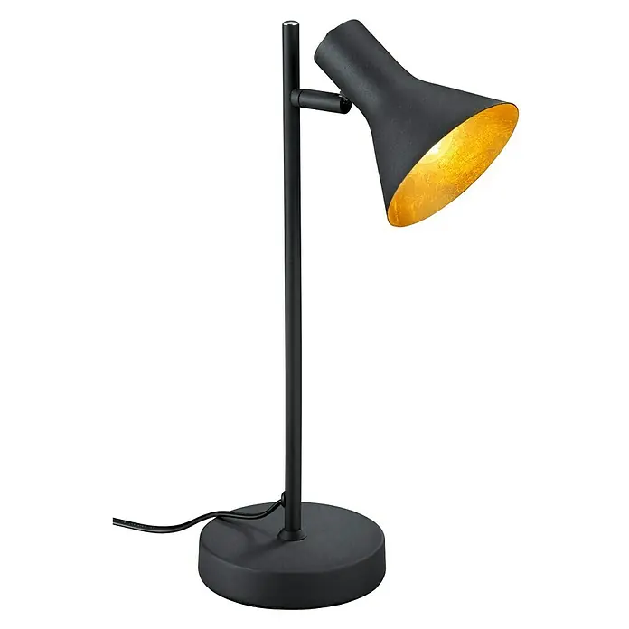 Reality Leuchten Nina Tischleuchte - 28 W, Schwarz, Schwarz, Gold, E14 - Elegante schwarze Schreibtischleuchte mit goldenem Innenleben für eine stilvolle Beleuchtung.