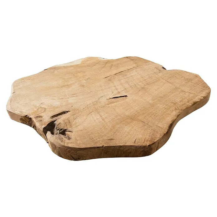 Baumscheibe - Teak, Unbehandelt, Durchmesser: 1 cm - 35 cm - Natürliche Holzscheibe mit einzigartiger Maserung, ideal als rustikale Servierplatte oder dekoratives Element.