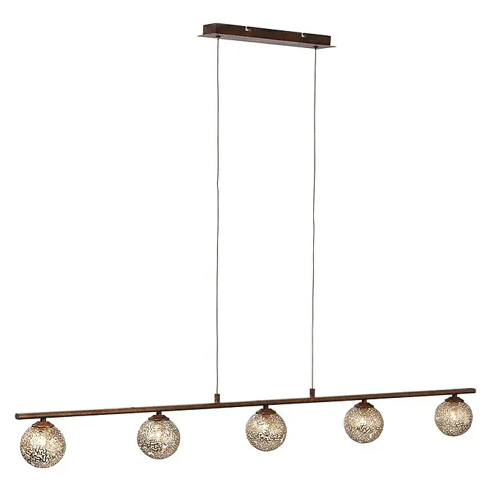 Paul Neuhaus Greta Lámpara colgante - G9, Altura: 150 cm - Elegante lámpara colgante con cinco esferas para una iluminación ambiental. El diseño se integra perfectamente en interiores modernos.