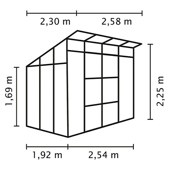 Vitavia Gewächshaus Freya 5900 Plus2,3 x 2,58 x 2,25 m, Farbe: Schwarz, Polycarbonat, 6 mm Unknown