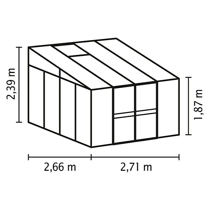 Vitavia Gewächshaus Helena 7000 (2,66 x 2,71 x 2,39 m, Farbe: Aluminium, Einscheibensicherheitsglas (ESG))