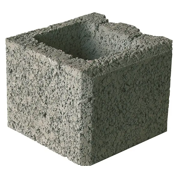EHL Planomur Mauerstein Halbstein - 25 x 25 x 20 cm, Grau - Beton-Hohlblockstein mit quadratischer Form und einer Öffnung in der Mitte für Bau- und Gartenprojekte.
