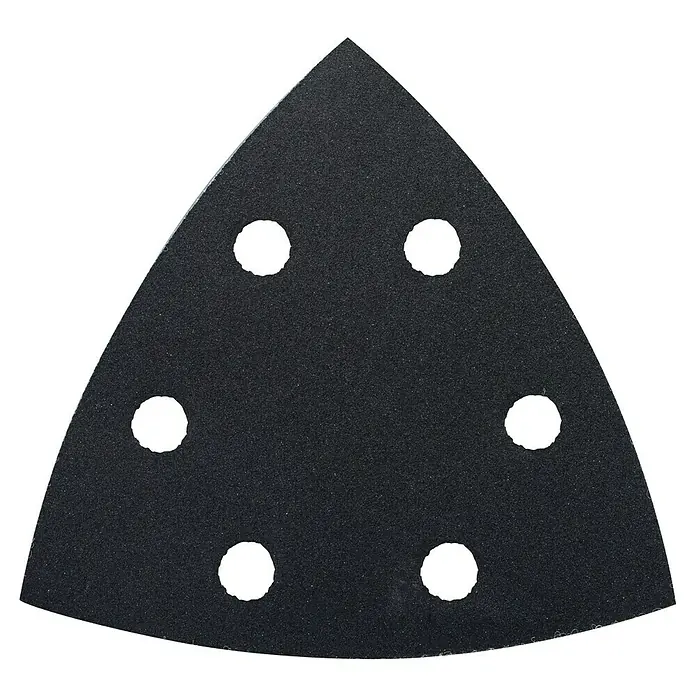 Craftomat Delta-Schleifpapier BFCC - L x B: 93 x 93 mm, 5 Stk., 600 - Dreieckiges Schleifpapier mit Löchern für einen Schleifer. Ideal für feine Schleifarbeiten auf Holz und anderen Materialien.