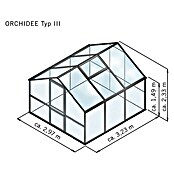 KGT Gewächshaus Orchidee III (3,23 x 2,97 x 2,33 m, Polycarbonat, Glasstärke: 10 mm, Pressblank)