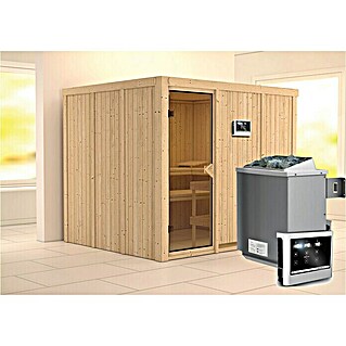 Karibu Elementsauna Gobin (Mit 9 kW Ofen mit externer Steuerung, Ohne Dachkranz, L x B x H: 231 x 196 x 192 cm)