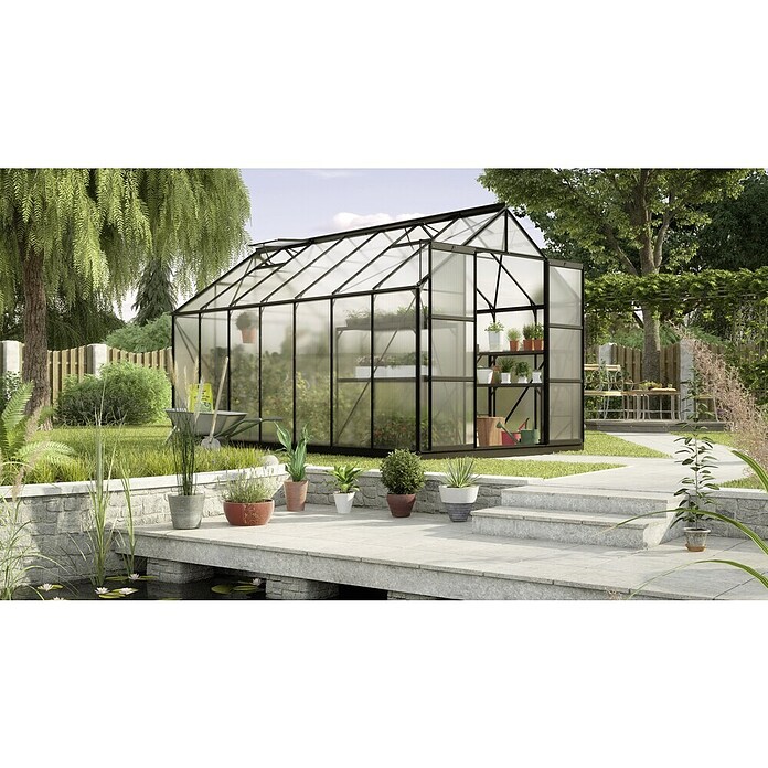 Vitavia Gewächshaus Uranus 11500 (4,45 x 2,57 x 2,46 m, Farbe: Schwarz, Polycarbonat, 6 mm)