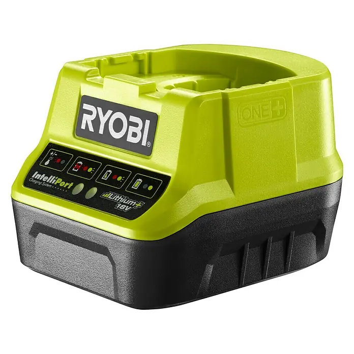 Ryobi ONE+ Cargador de baterías RC18120 - Específico para: Baterías Ryobi ONE+ 18 V - Cargador Ryobi ONE+ IntelliPort para baterías de iones de litio, compacto y eficiente para cargar baterías de herramientas.