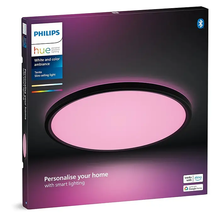 Philips Hue LED-Panel rund White & Color Ambiance Tento M23 W, Ø x H: 42,1 x 3,07 cm, Schwarz, RGBW
