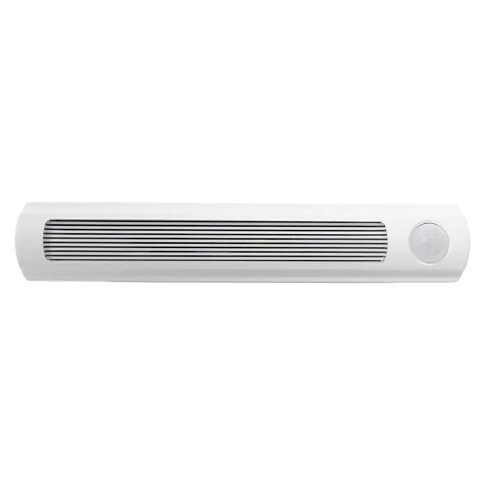 Ritter Leuchten LED-Unterbauleuchte - 198 x 35 x 25 mm - Ein weißer, länglicher Luftschleier mit Lüftungsschlitzen und einem runden Sensor. Ideal für hygienische Händetrocknung in Waschräumen.