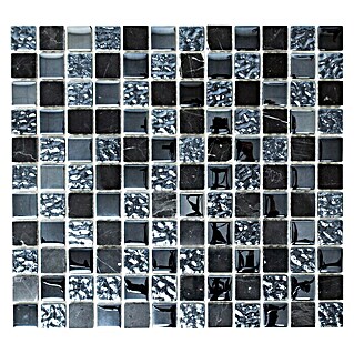 Mosaikfliese Quadrat Crystal Mix XCM M862 (32,7 x 30,2 cm, Schwarz, Glänzend)