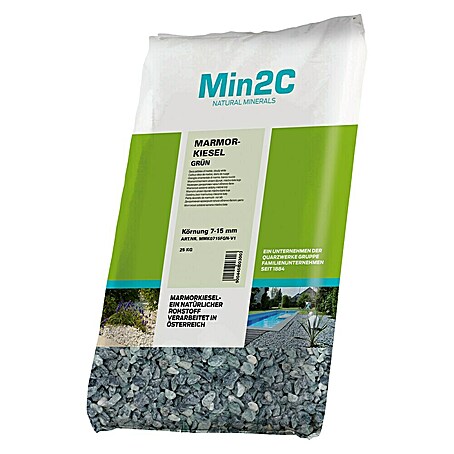 Min2C Marmorkiesel (Grün, Körnung: 7 mm - 15 mm, 25 kg)