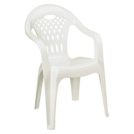 Silla de jardín Cancún (L x An x Al: 54 x 58,5 x 86 cm, Blanco, Polipropileno, Apilable)