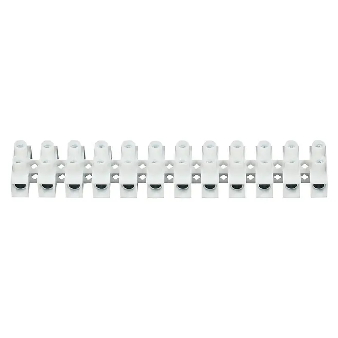 ASS Lüsterklemme - 16 mm², Polanzahl: 12 Stk. - Weiße Lüsterklemme mit mehreren Anschlüssen, ideal für sichere elektrische Verbindungen in verschiedenen Anwendungen.