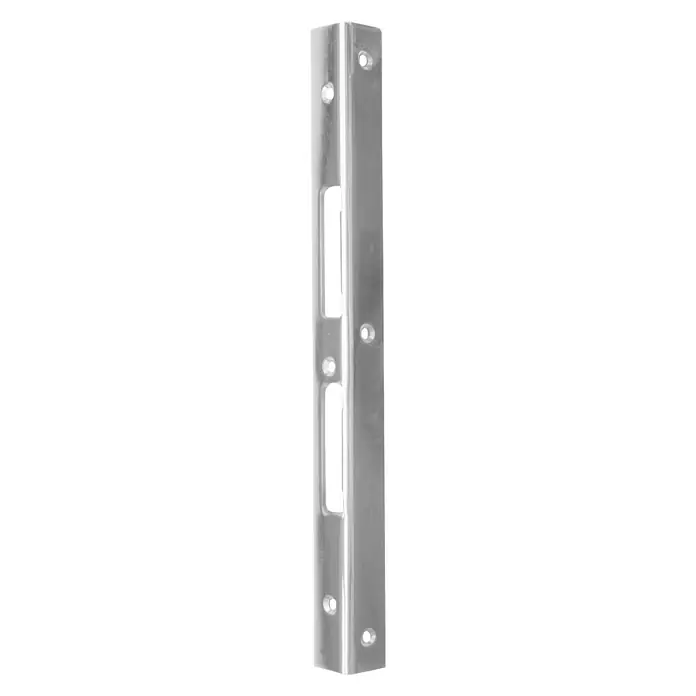 Stabilit Winkelblech - L x B x H: 300 x 25 x 25 mm, Metall - Aufnahmeplatte aus glänzendem, robustem Metall mit mehreren Bohrlöchern und länglichen Aussparungen für eine stabile Befestigung.